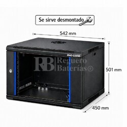 Armario Rack 9U 542x450 mm desmontado | Mural Phasak ECO PHO 2209-D